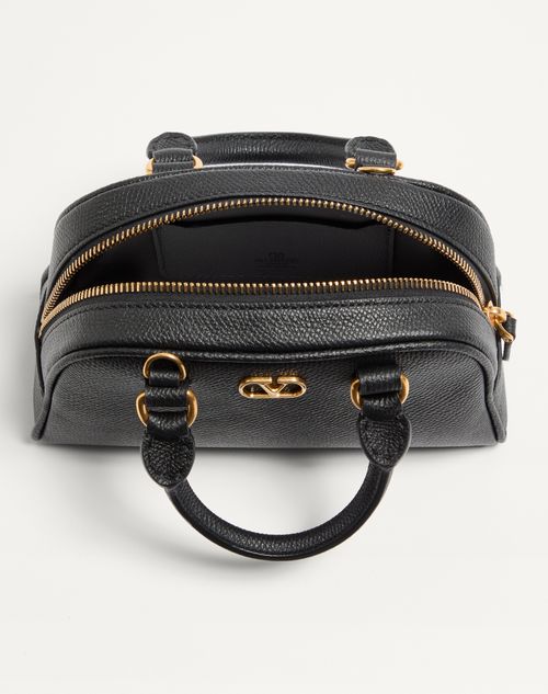 Valentino Garavani - Mini Vlogo Signature Bowling Bag In Grainy Calfskin - Black - Woman - Top Handle Bags